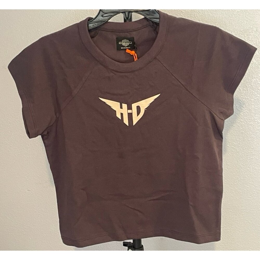 HARLEY DAVISON WING BABY TEE SLATE SZ MEDIUM